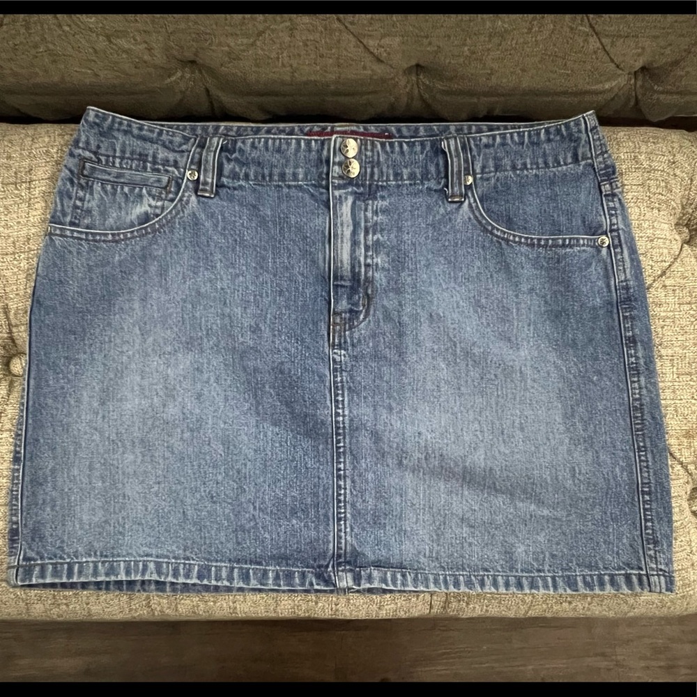 So Double Button Mini Jean Skirt Sz 13